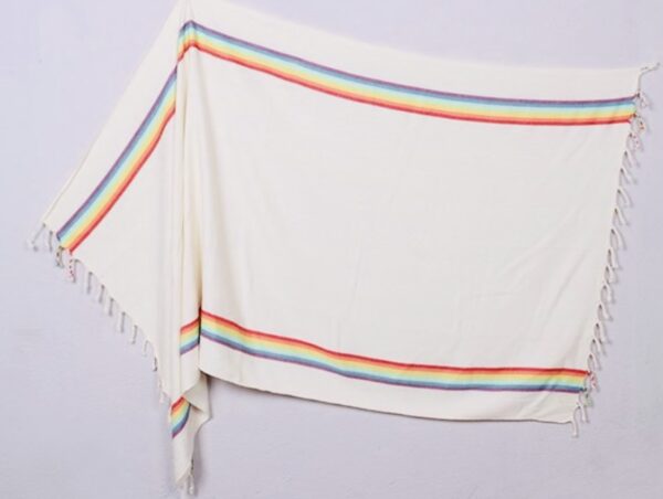 Oversized Throw| Ivory - Rainbow