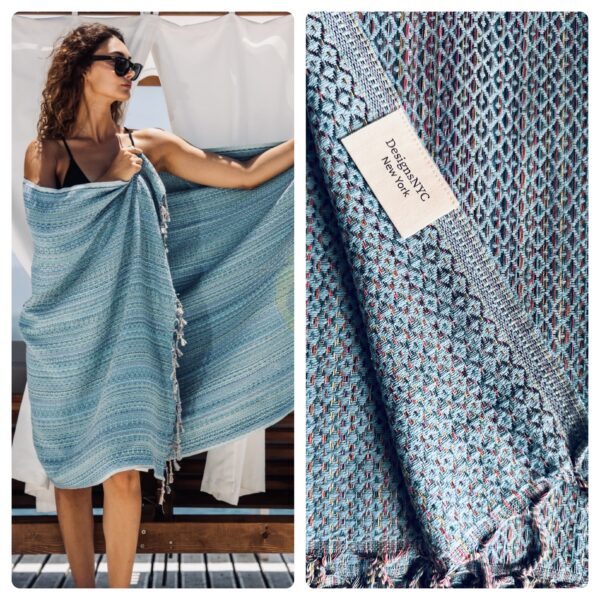 Oversized Throw | Denim blue Multi - Image 5