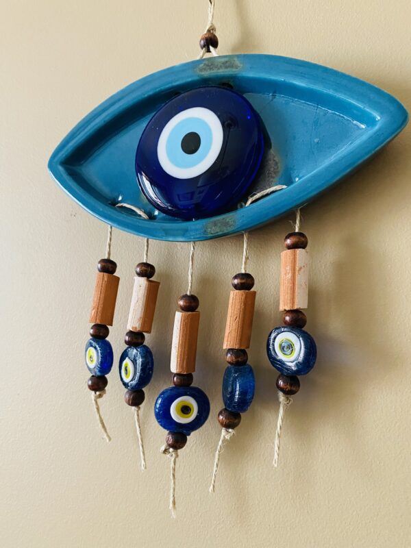 Glass | Ceramic evil eye wall decor/ Blue multi - Image 3