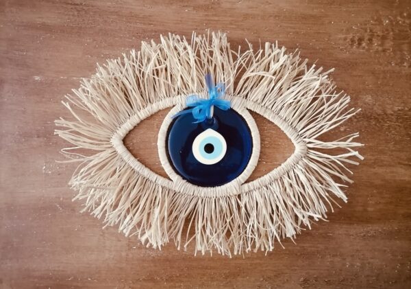 Glass evil eye wall decor | Blue multi