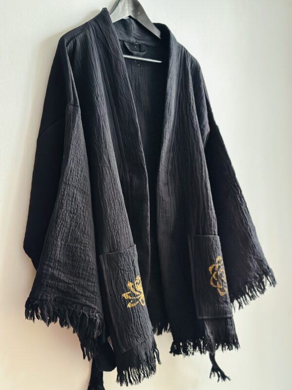 Hand-painted oversized kimono | Black - Image 4