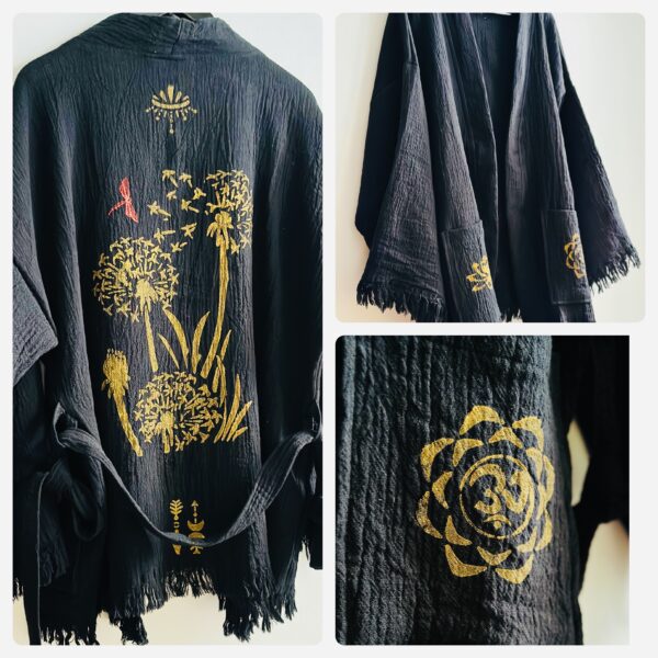 Hand-painted oversized kimono | Black