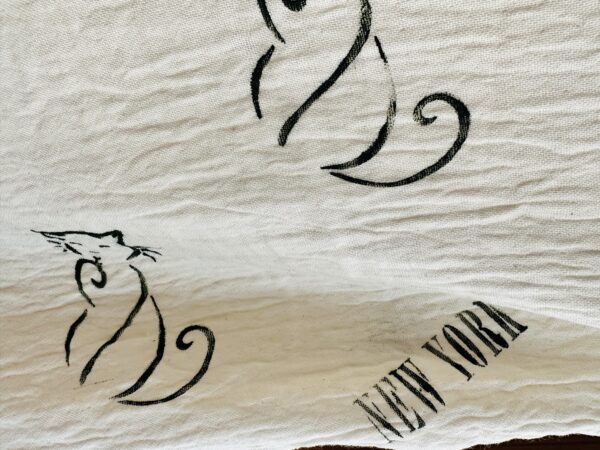 Hand-painted New York CAT patterned scarf/throw | Ivory - Image 3