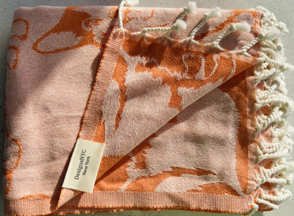 Corgi patterned oversized towel-throw | Orange
