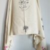 Hand-painted wild floral patterned scarf/throw | Ivory