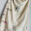 Hand-painted wild floral patterned scarf/throw | Ivory - Image 2