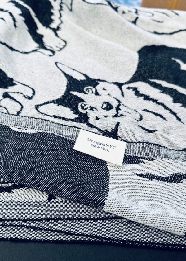 Corgi patterned oversized towel-throw | Black - Image 4