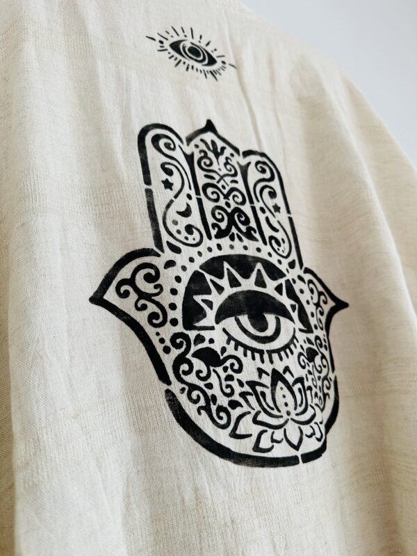 Hamsa /Fatima hand patterned shawl | Ivory - Image 4