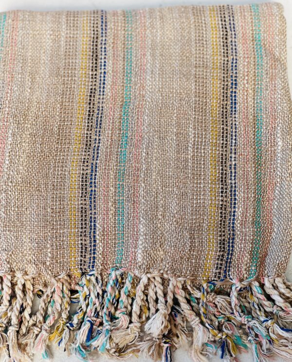 Hand-woven Organic Cotton Throw | Latte - Image 4