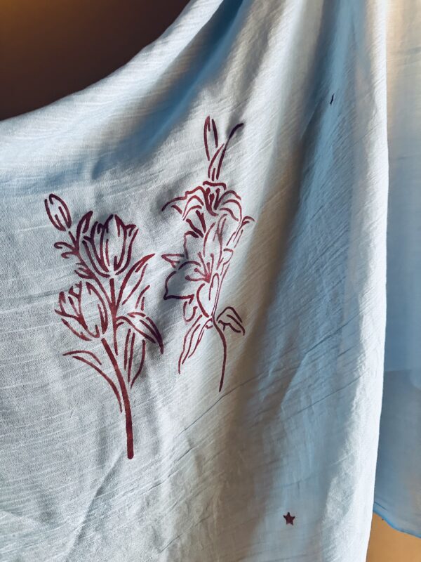 Hand-painted The Eye Patterned scarf, Sea blue - Image 2