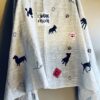 Hand-painted Dog Patterned scarf, Gray