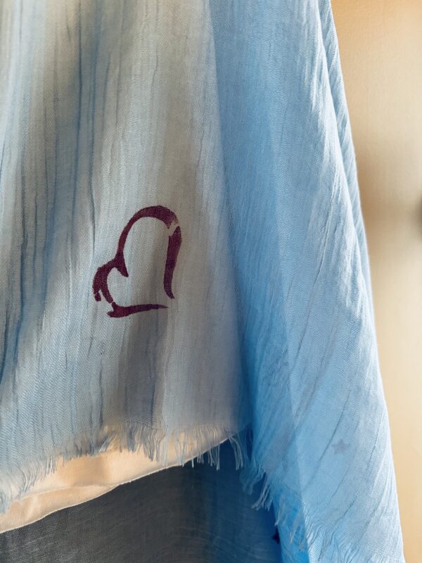 Hand-painted The Eye Patterned scarf, Sea blue - Image 5