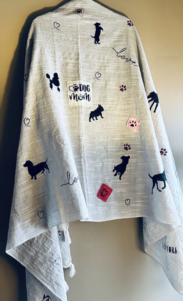 Hand-painted Dog Patterned scarf, Gray