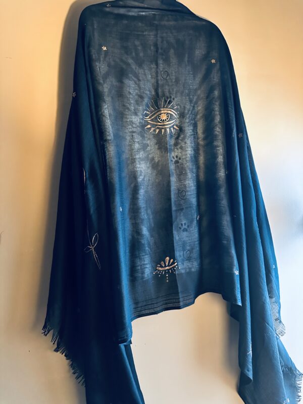 Hand-painted The Eye Patterned scarf, Black