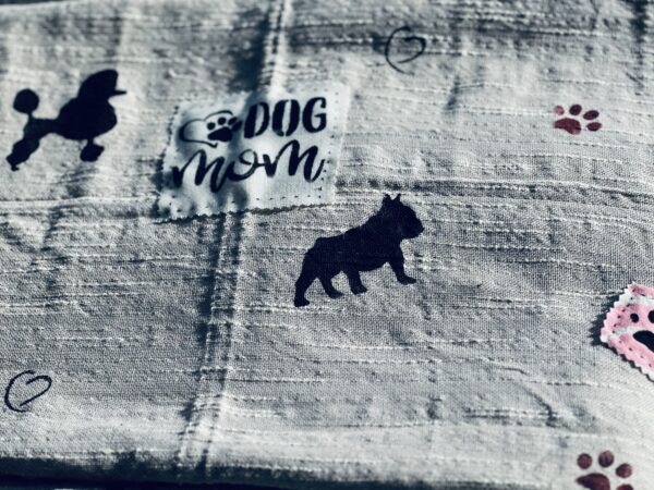 Hand-painted Dog Patterned scarf, Gray - Image 2
