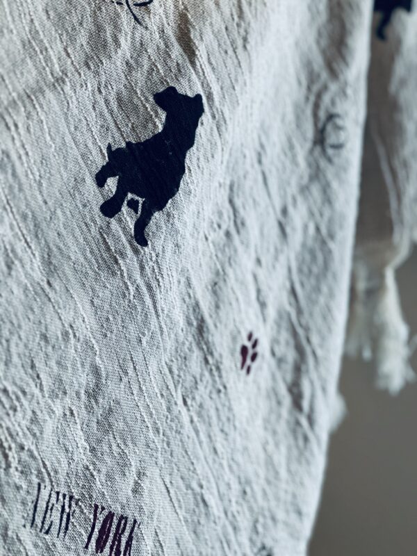 Hand-painted Dog Patterned scarf, Gray - Image 6