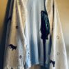Hand-painted Dog Patterned scarf, Gray - Image 7