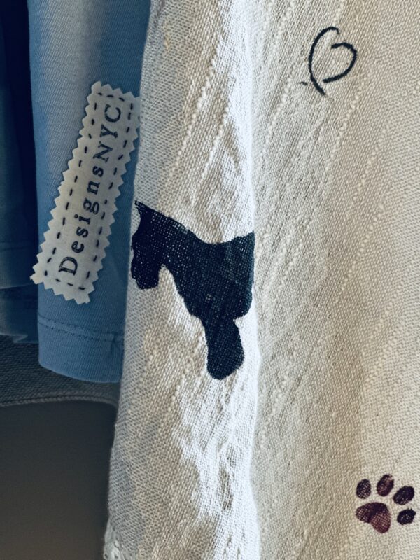 Hand-painted Dog Patterned scarf, Gray - Image 8