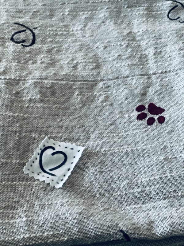 Hand-painted Dog Patterned scarf, Gray - Image 5