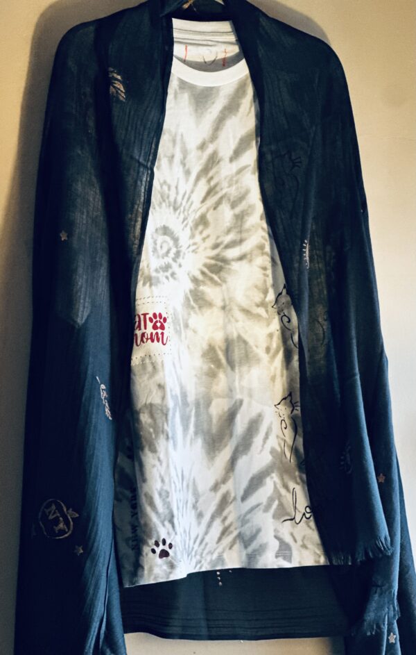 Hand-painted The Eye Patterned scarf, Black - Image 4