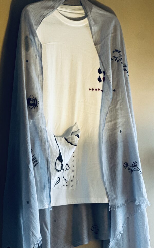Hand-painted Dream Catcher scarf, Silver Gray - Image 5